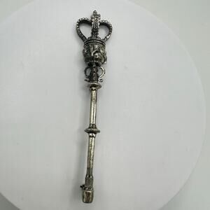 Alva Studios vintage sterling silver crown royal scepter sceptre wand brooch